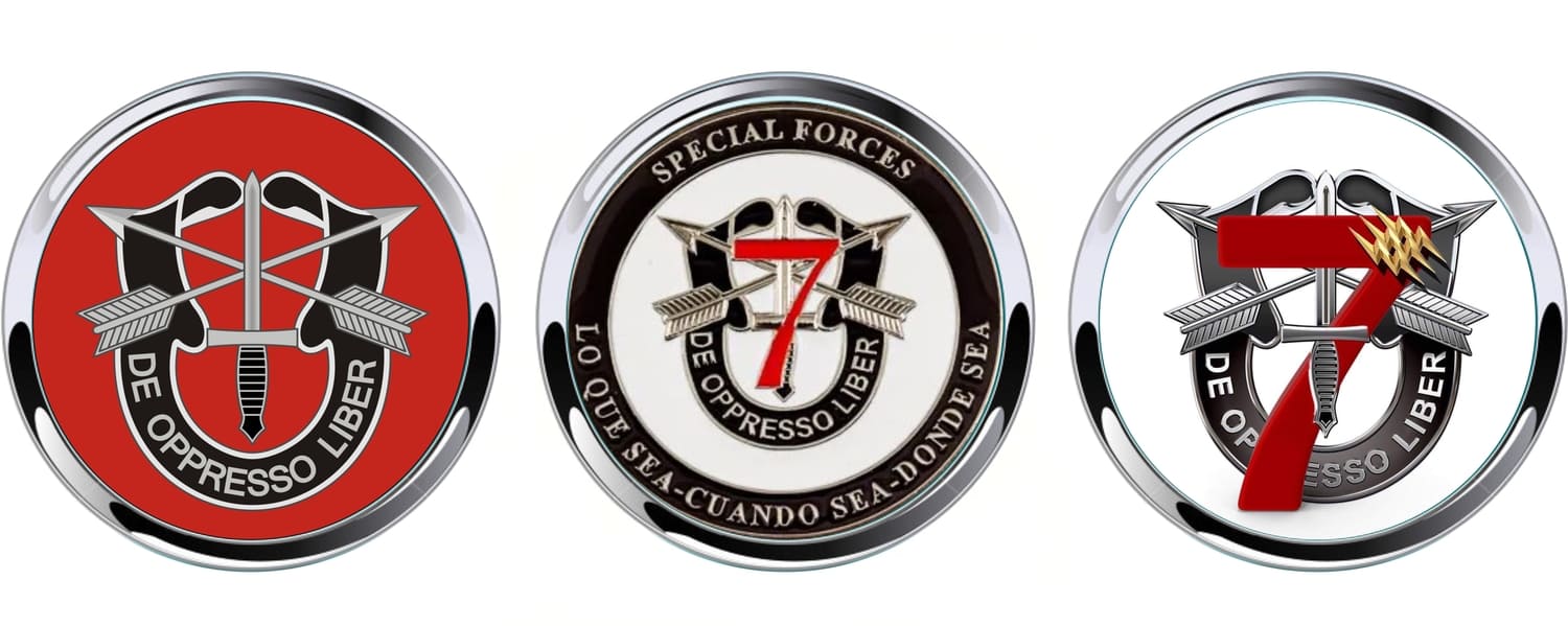 Set of 3 7th Special Forces Group Car Emblems